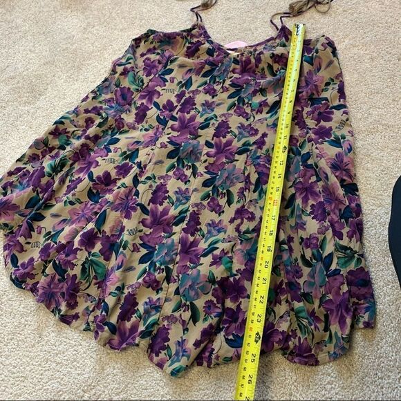 Nwt Gypsy Soul purple tan floral  pleated tank top camisole size S/M - Picture 9 of 9